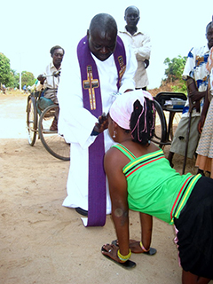 Woman receiving communion